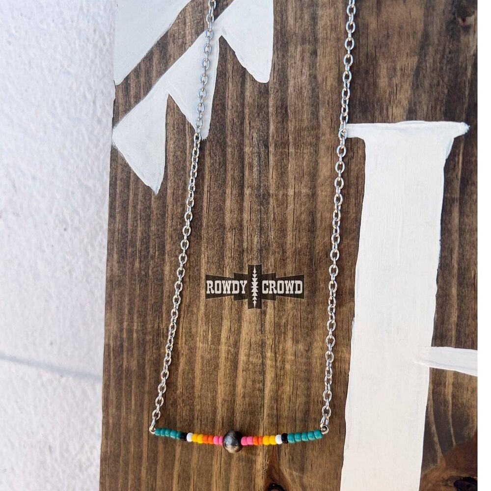Buck Off Bar Necklace | Beaded Western Bar Chain Necklace